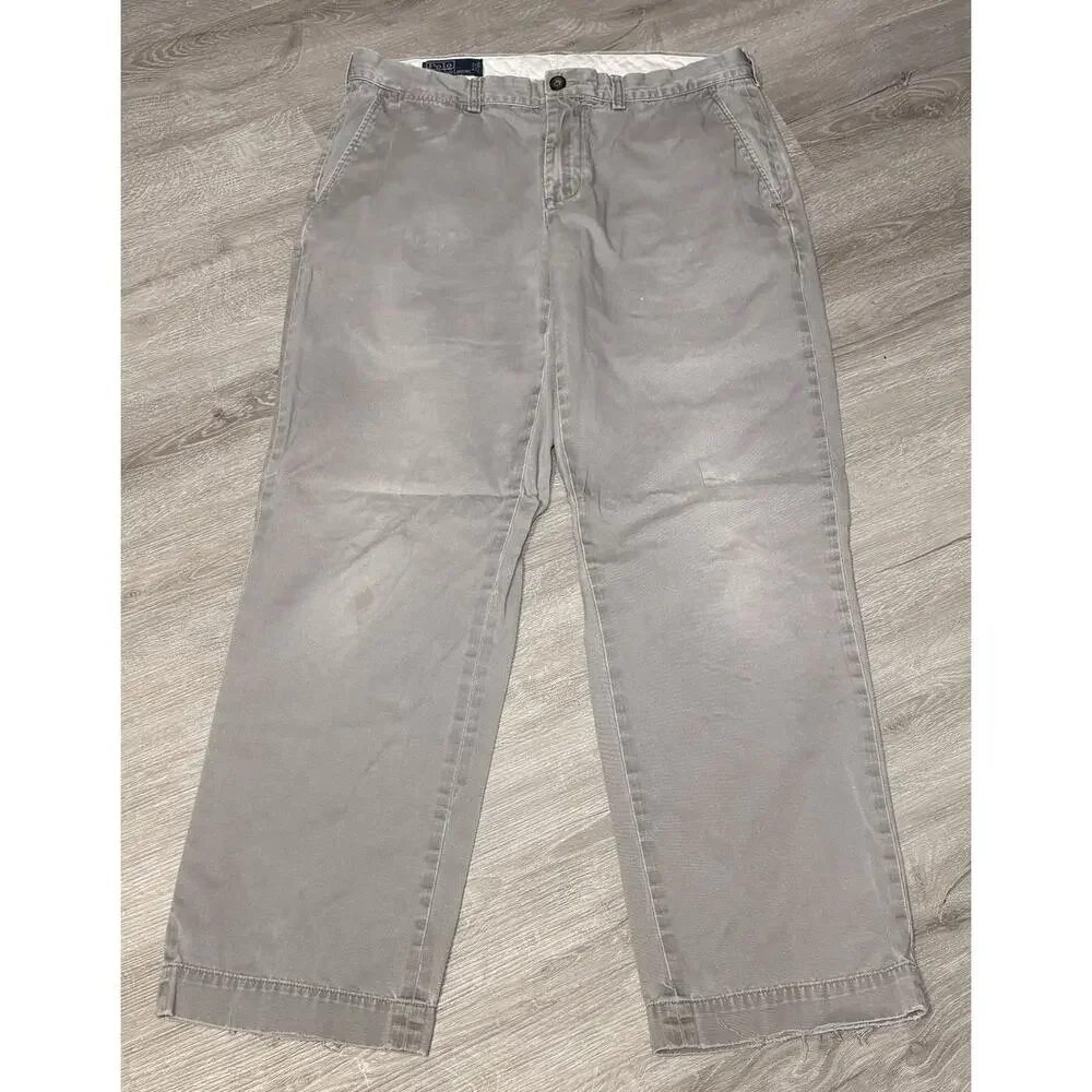 Polo Ralph Lauren Pants Mens 34x32 Grey The Preston Straight Chino Casual Preppy